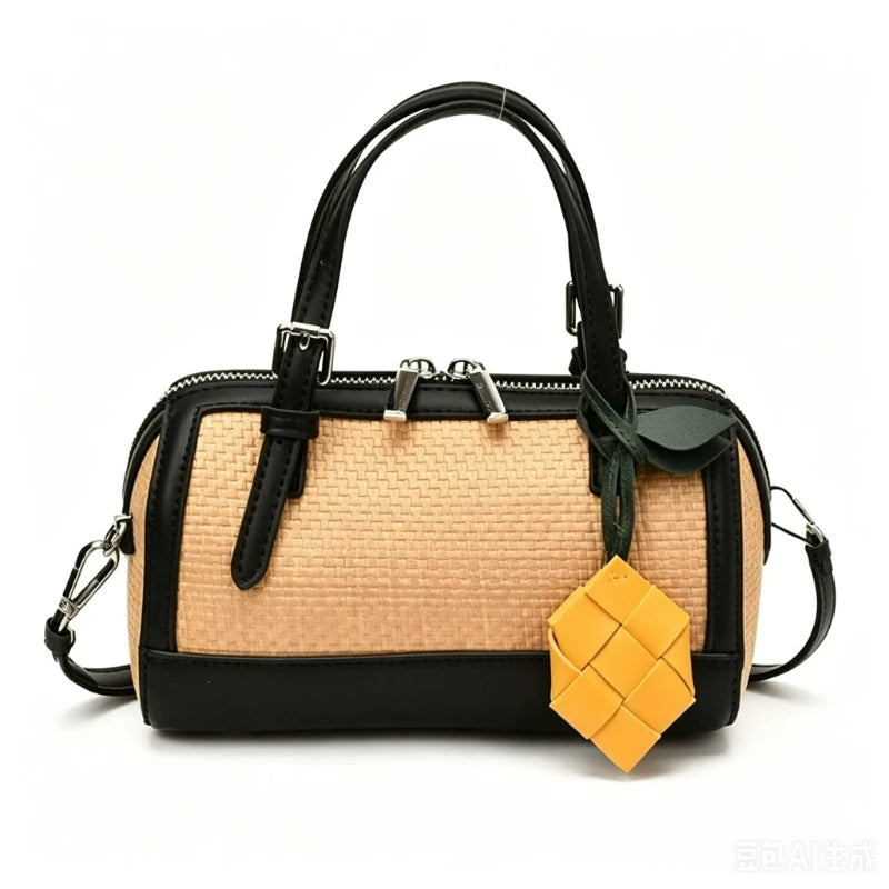 Trendy and Fashionable Woven Handbag for Women - New Style, Versatile for All Occasions, Crossbody Backpack with Boston Design.