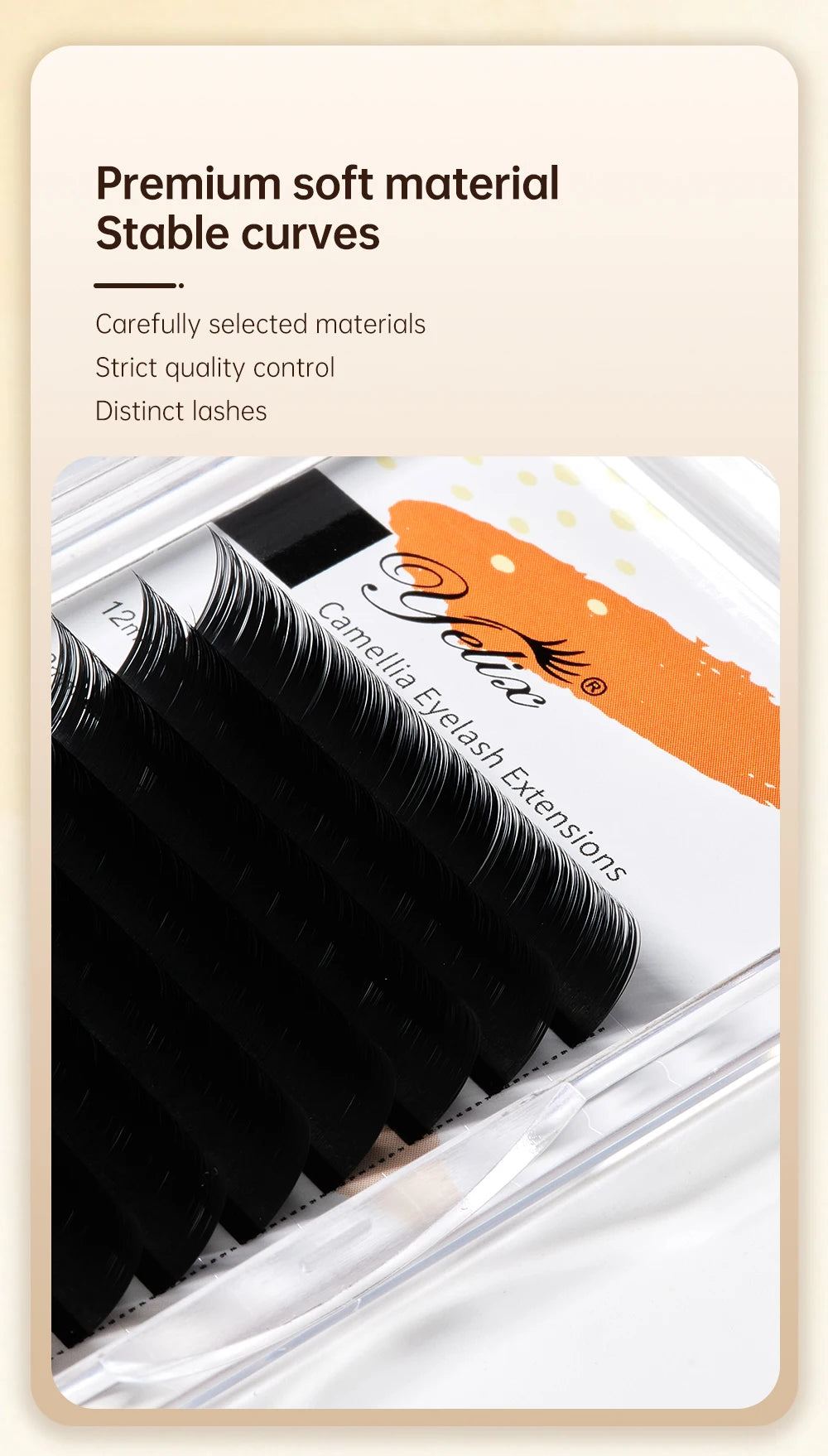 Yelix Camellia Lashes with Adhesive LC LB LJ C D Curl Eyelashes Natural Soft Eyelash Extensions Russian Volume Individual Lashes