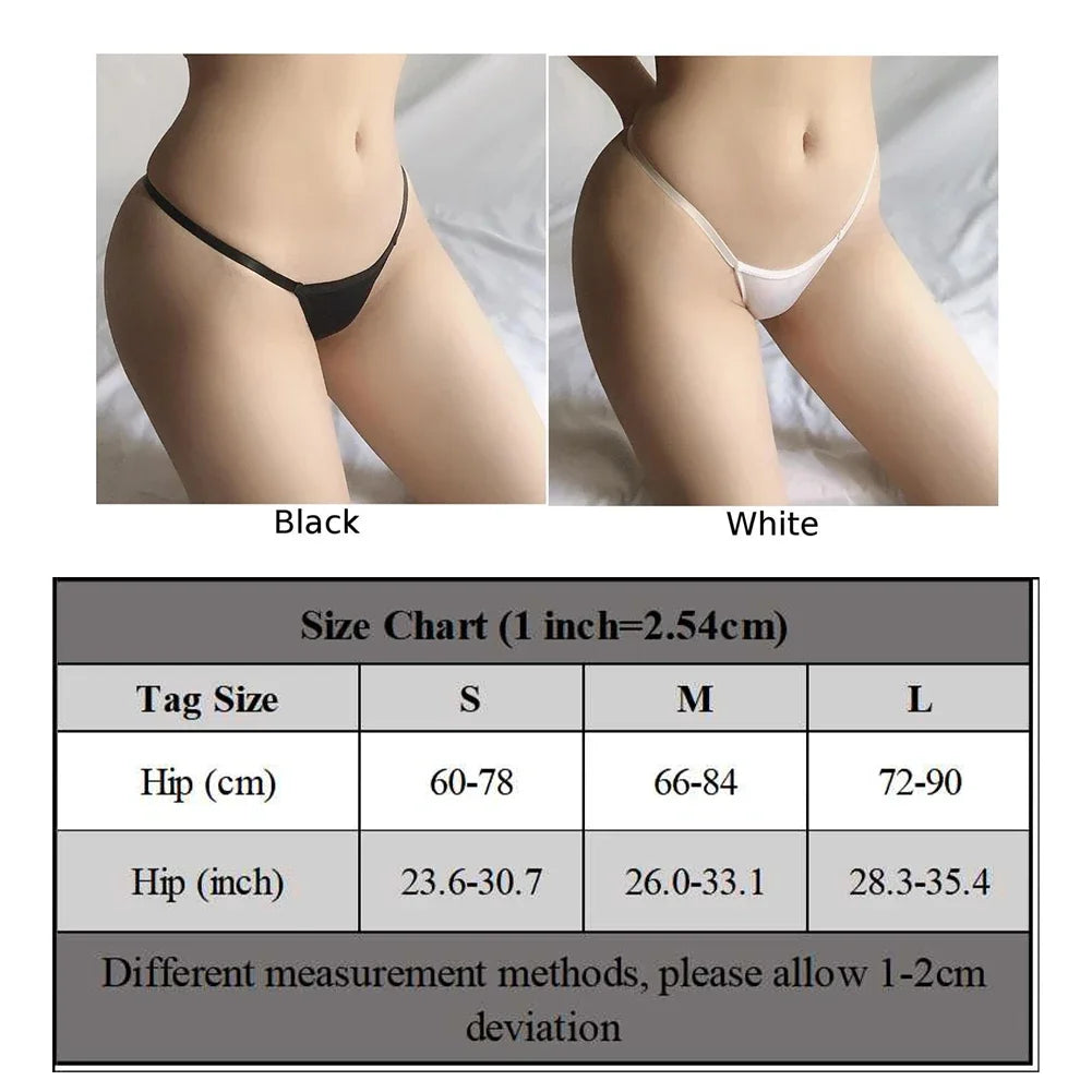 Women's Underpants Low Waist Thongs G-Strings Ice Silk Underwear Sexy See Through Mini Briefs Elastic Female T-Panties