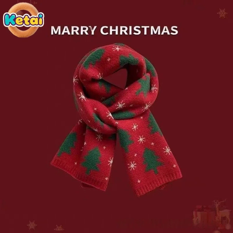 Women's Knitted Scarf for Fall and Winter, Red, Warm and Versatile, Perfect for Students, Couples and Christmas Gifts, Wool Wrap