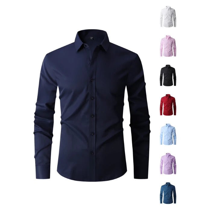 Lynett Lamar Men's Cotton-Blend Wrinkle-Free Long Sleeve Dress Shirt — Business & Office M–8XL