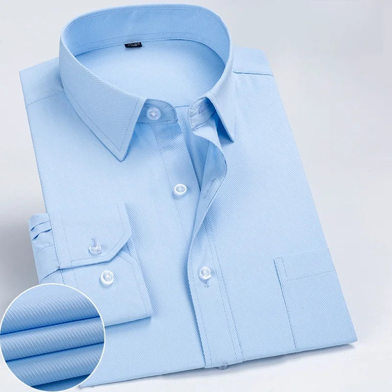 Lynett Lamar Men's Anti-Wrinkle Striped Dress Shirt — Long Sleeve Smart Casual S–7XL
