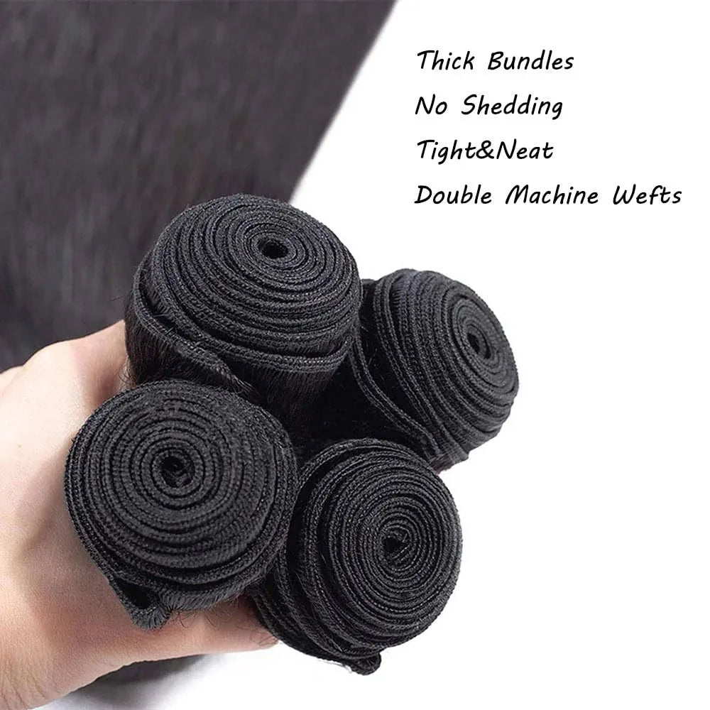 Human Hair Bundles Brazilian Raw Hair Weave Bundles 30 Inch Straight Human Hair Bundles Hair Extensions 1 3 4 Bundles Pieces