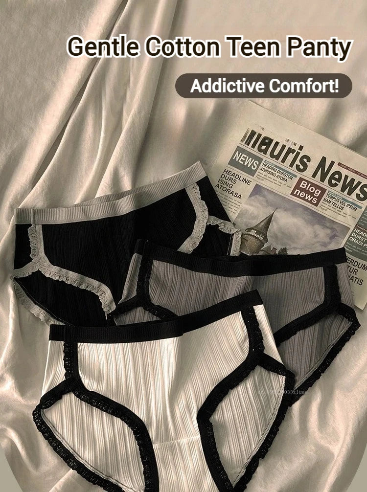 Pure Cotton Underwear for Women Female Breathable Mid-Waist Underpants Girls Solid Color Briefs Short Sexy Lingerie Нижнее Белье