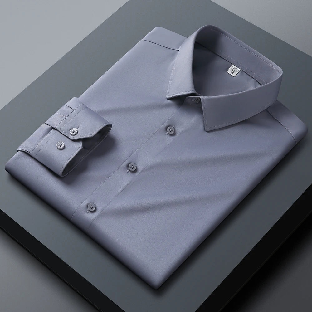 Lynett Lamar Men's Slim Fit Stretch Wrinkle-Free Long Sleeve Dress Shirt — Year-Round Business Casual