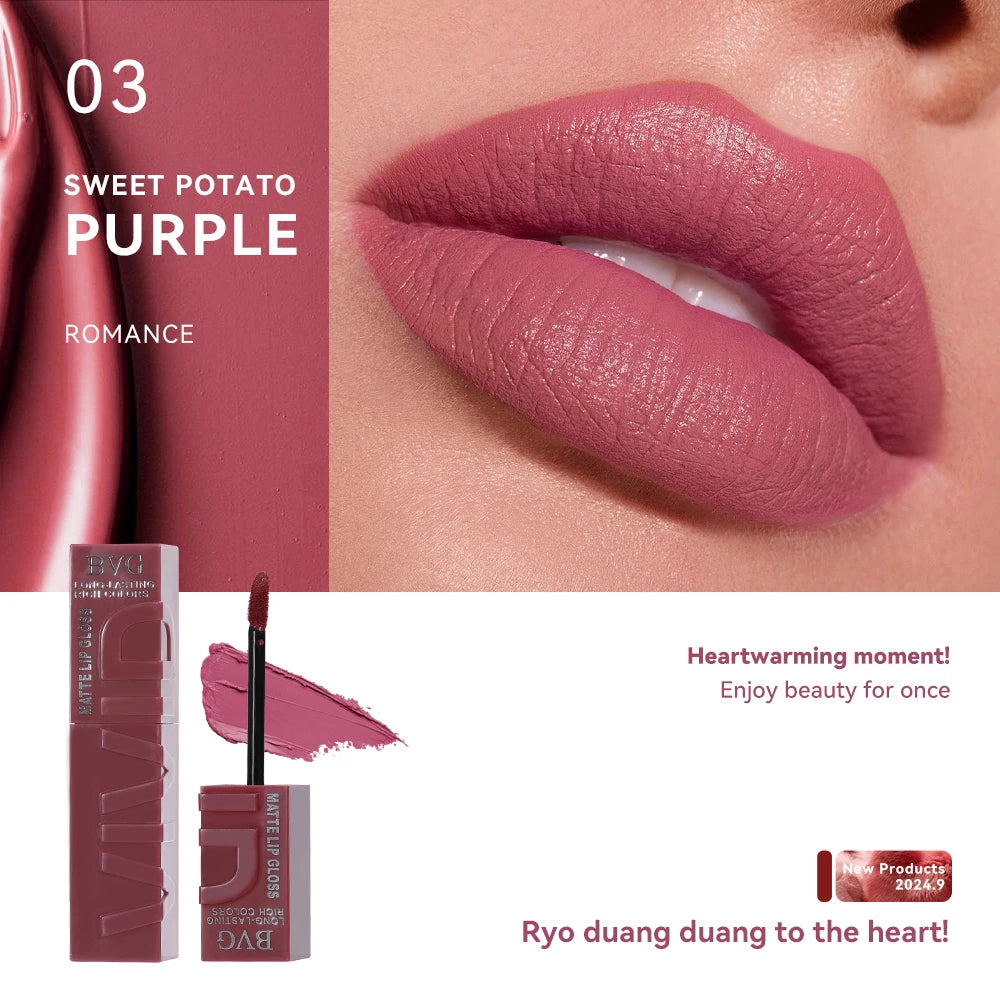 Multi-color matte lasting lip gloss lip gloss, non-greasy, non-fading, high-end warm colors, rich makeup liquid lipstick.
