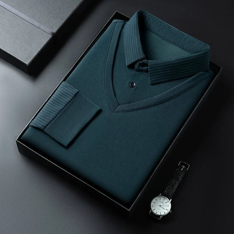 Lynett Lamar Men's Contrast Colour Polo Shirt — Anti-Wrinkle All-Season Top