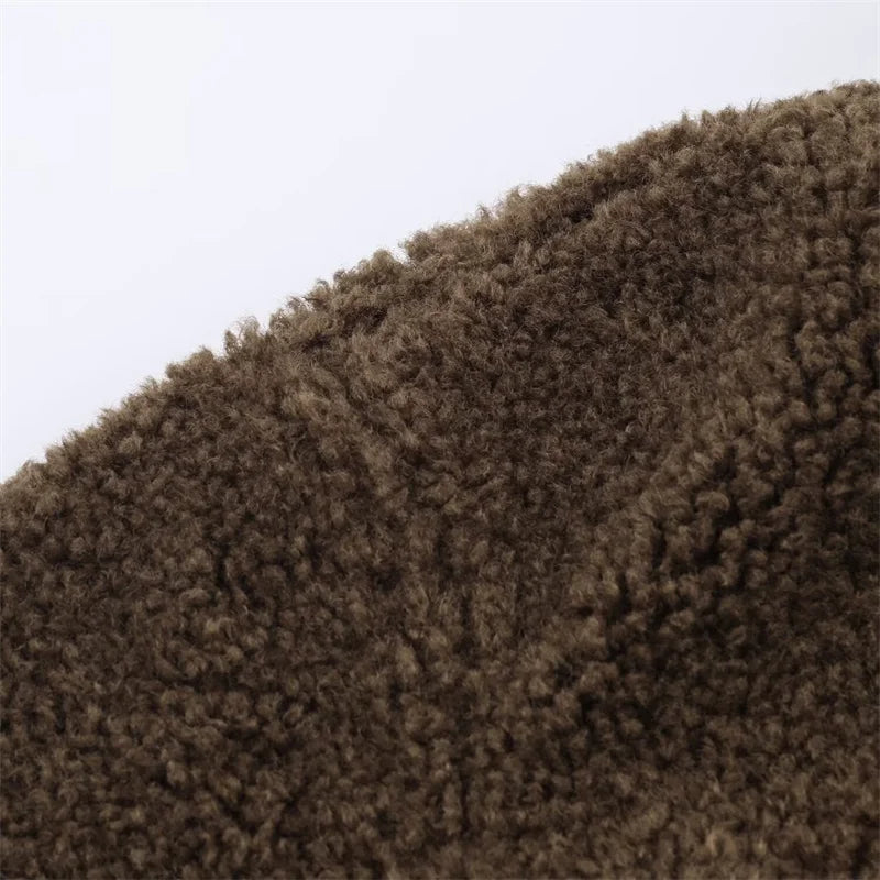 Women's Jacket  Autumn Coat Reversible Fur and Leather Women's Overcoat Corduroy Leather Jacket