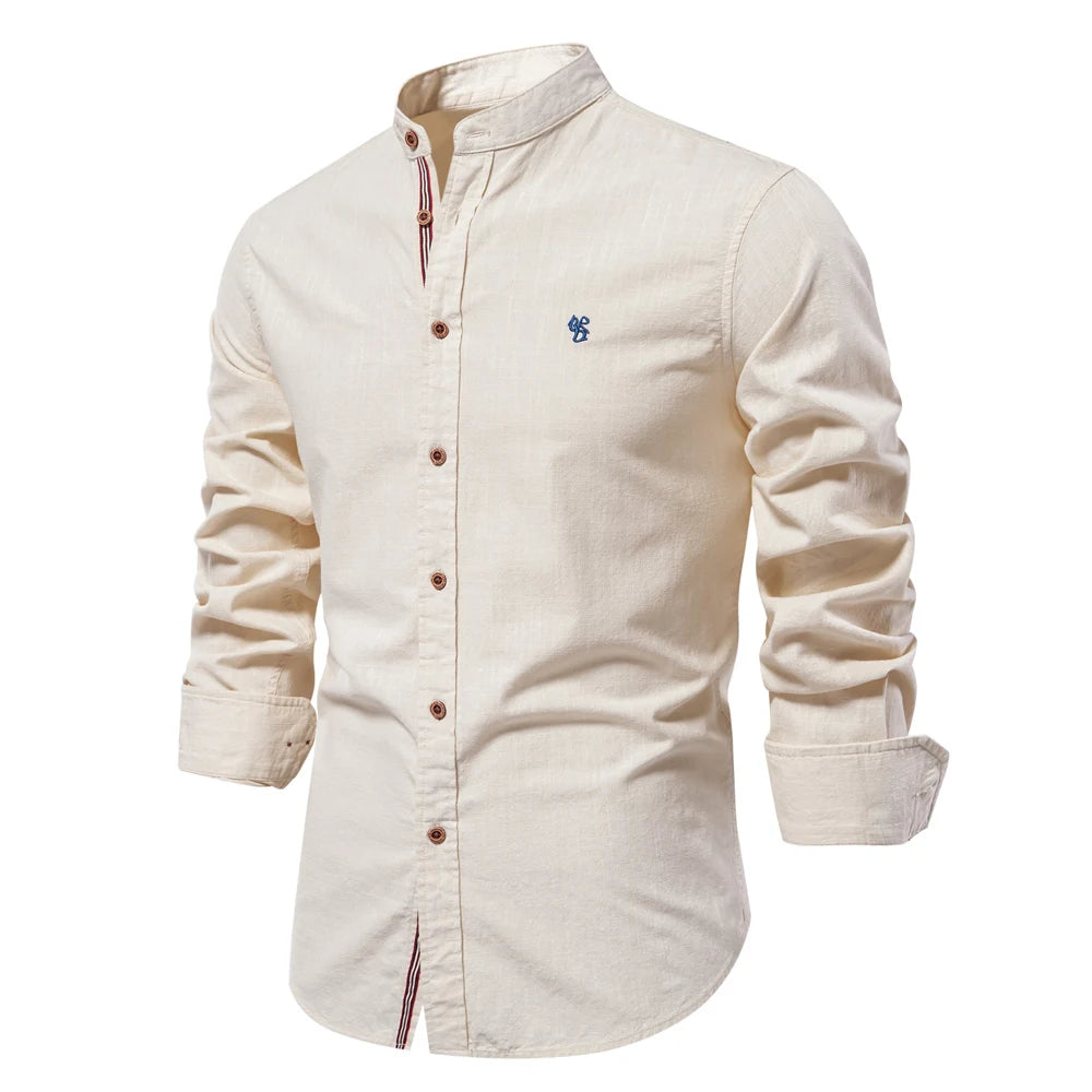 Lynett Lamar Men's 100% Cotton Long Sleeve Casual Shirt — Solid Colour Broadcloth