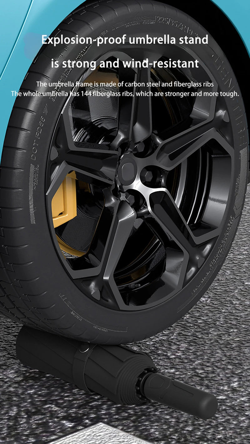 Extra Large Auto Open Close Umbrella Windproof Reverse Fold Sun Rain UV Protection Black Layer Sunshade for Outdoor Travel Use