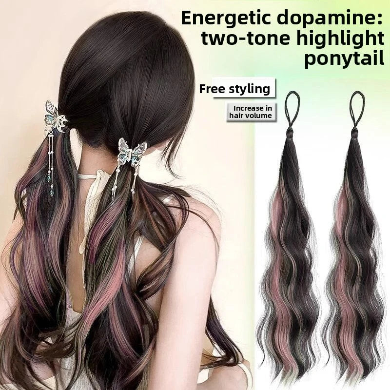 50cm Synthetic Self-Winding Hair Bundle With Elastic Loop DIY Hair Ponytail Bundle To Increase Hair Volume Bud Hair Bun