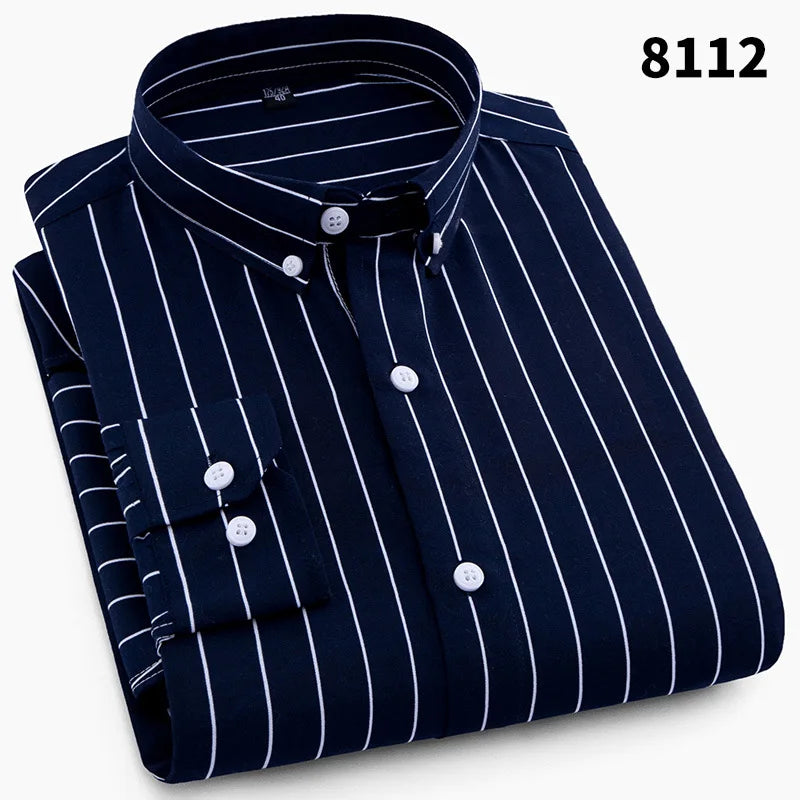 Lynett Lamar Men's Plaid & Striped Print Long Sleeve Casual Shirt — Regular Fit Business Social