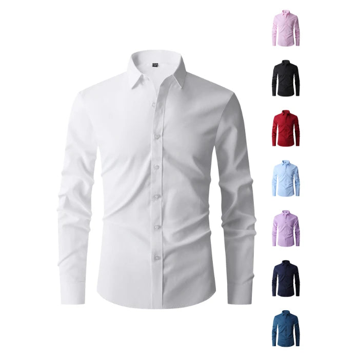 Lynett Lamar Men's Cotton-Blend Wrinkle-Free Long Sleeve Dress Shirt — Business & Office M–8XL