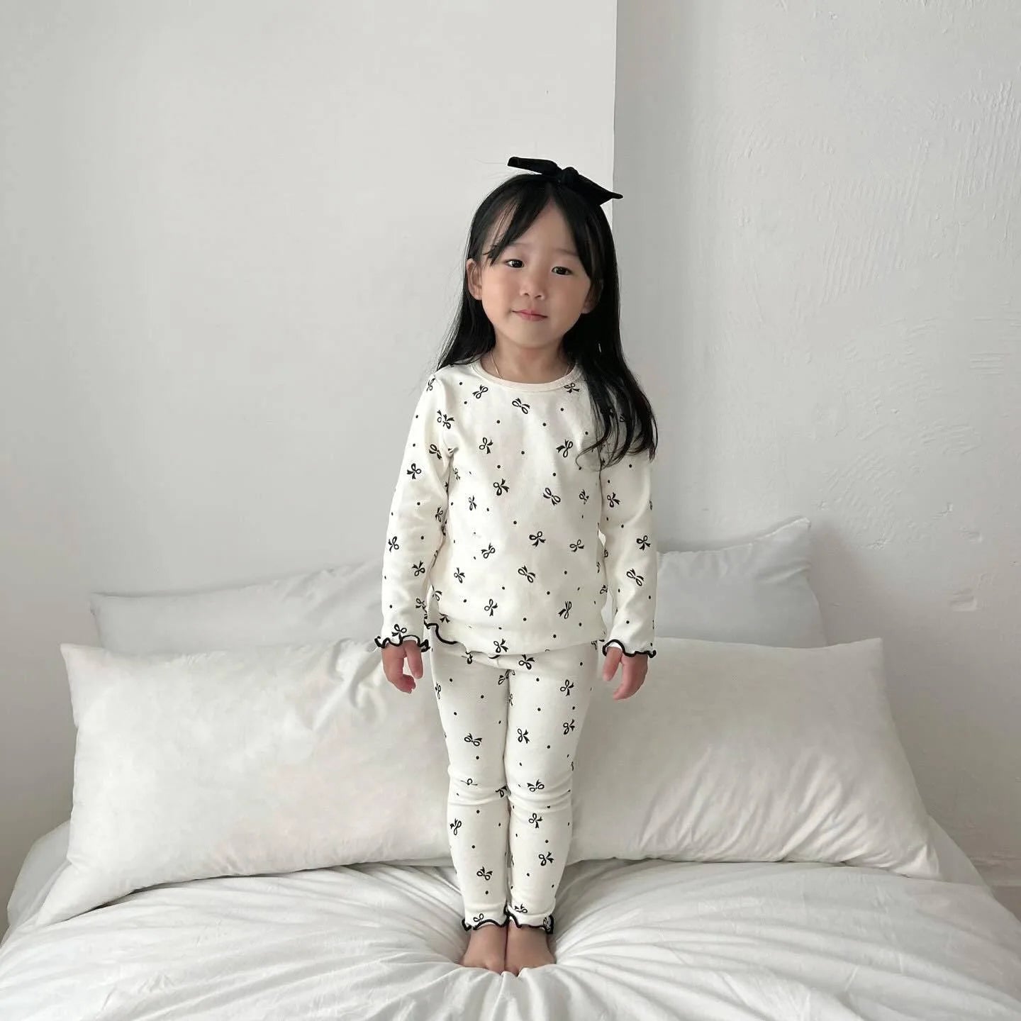 Kids Pijama for Girl 26 Korean Children's Homewear Set Cute Printed Long-sleeved Two-piece Set Sleepwear Pajama Set