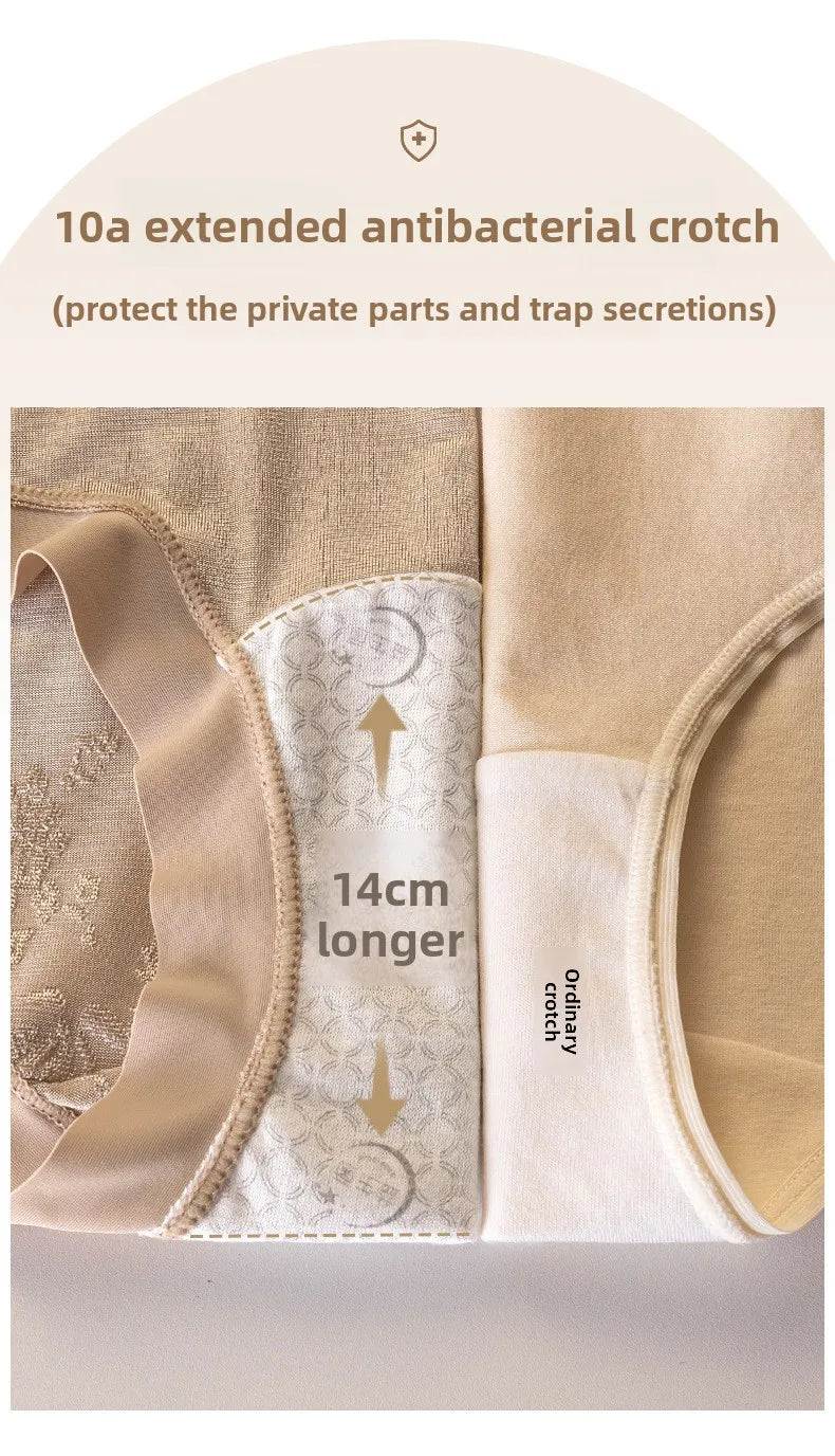 Women's underwear: Comfortable nylon jacquard mid-waist, extended inner rib, hip-hugging, large size triangle