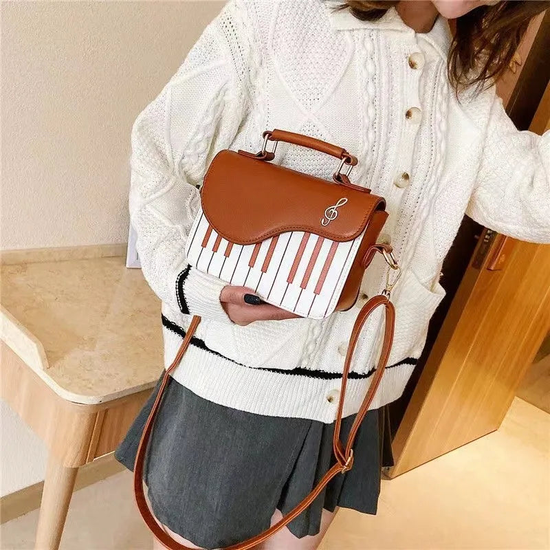Handbag for Women Small Piano Music Notes PU Leather Shoulder Tote Bag Purse Crossbody Handbag for Women Girls Trendy bags