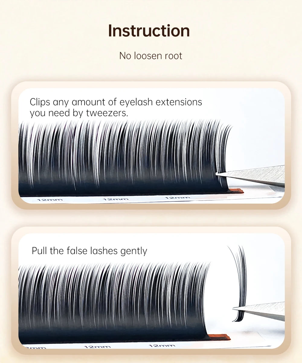 Yelix Camellia Lashes with Adhesive LC LB LJ C D Curl Eyelashes Natural Soft Eyelash Extensions Russian Volume Individual Lashes