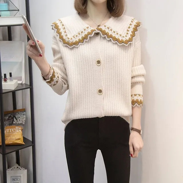 Knitted Sweater Woman Coat Korean Style Fashion 2025 New In Knitwear Office Wear Light Vintage Hot Trend Red Cardigan For Women