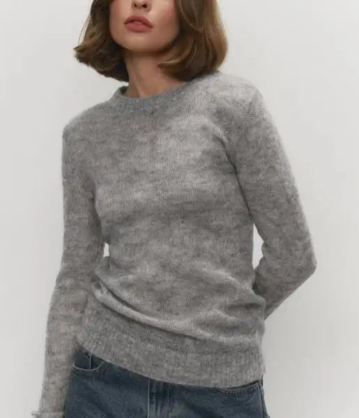 Women's Sweater 2025 Spring Autumn New Comfortable Round Neck Long Sleeve Casual Knitted Basic Semi Transparent Pullover Sweater