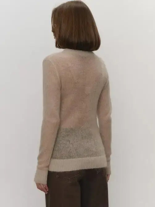 Women's Sweater 2025 Spring Autumn New Comfortable Round Neck Long Sleeve Casual Knitted Basic Semi Transparent Pullover Sweater