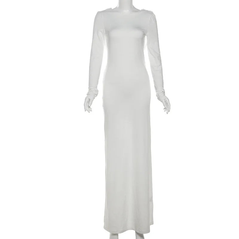 Women's Clothing 2025 Autumn New Style High-end Temperament Sexy Backless Dress Long Skirt Slim Fit Long Sleeved Dress