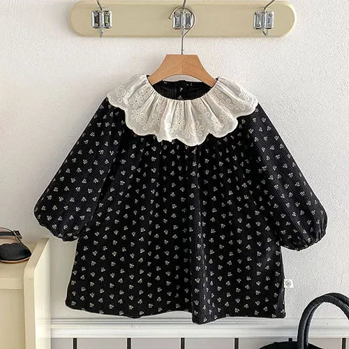 2025 New Spring Sister Dress 2-6Yrs Girl Party Dress Long Sleeved Cotton Mesh Splicing Kids Princess Dresses Children Clothes