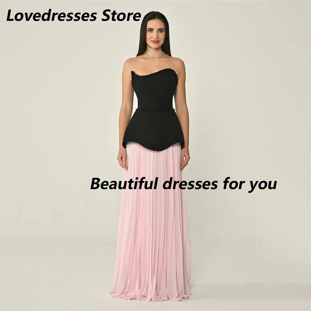 Elegant Wedding Guest Dress Contrast Color Wedding Party Dresses Ruched Chiffon A Line Strapless Party Dresses Woman Customized
