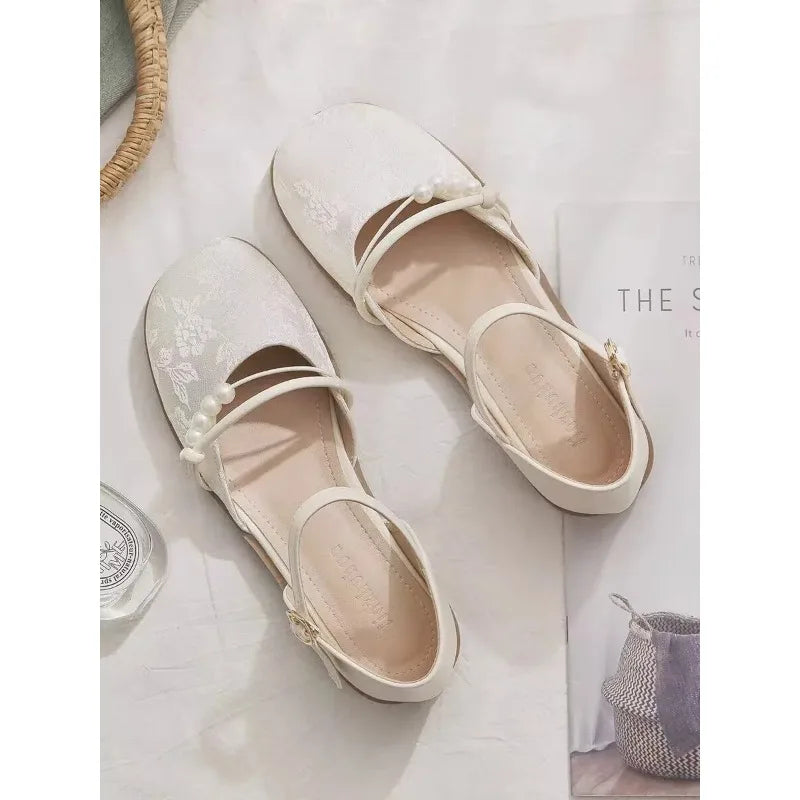 Women Flat Sandals Square Toe Loafers Shoes Woman 2025 Trend Elegant Dress Casual Shoes Soft Sole Comfort Summer Sandalias Mujer