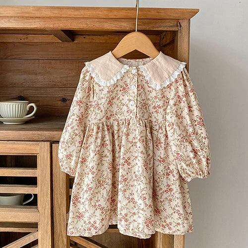 2025 New Spring Sister Dress 2-6Yrs Girl Party Dress Long Sleeved Cotton Mesh Splicing Kids Princess Dresses Children Clothes