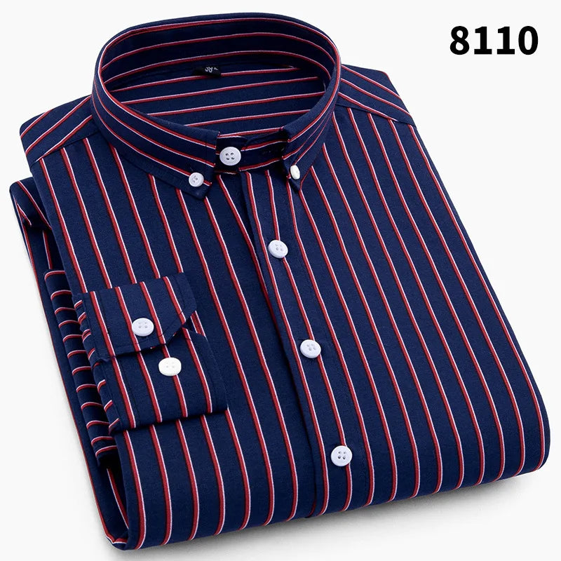 Lynett Lamar Men's Plaid & Striped Print Long Sleeve Casual Shirt — Regular Fit Business Social