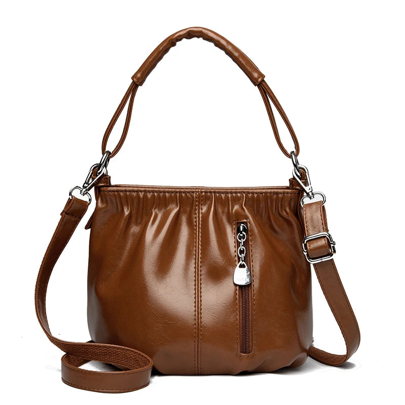 Women's Bag Bucket bag Handbags Female Handbags Retro Solid Color PU Leather Shoulder Underarm Bags Ladies Shopper Hobos Bags
