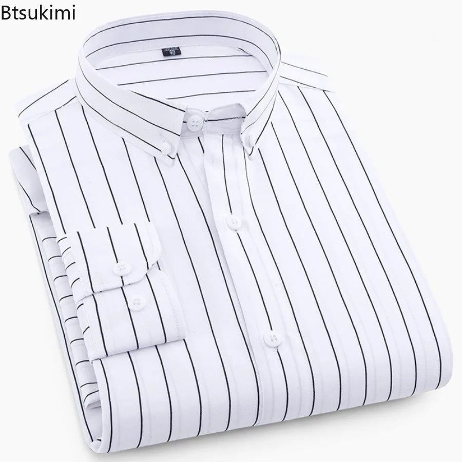 Lynett Lamar Men's Plaid & Striped Print Long Sleeve Casual Shirt — Regular Fit Business Social