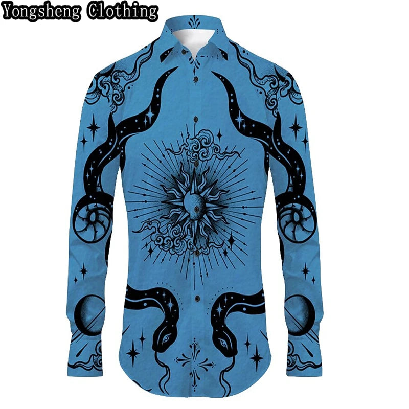 Men's Buttoned Shirt Spring Summer Long Sleeve Mexican Western Denim Comfortable Outdoor Farm Work Fit Easy Clean Large Size 6XL