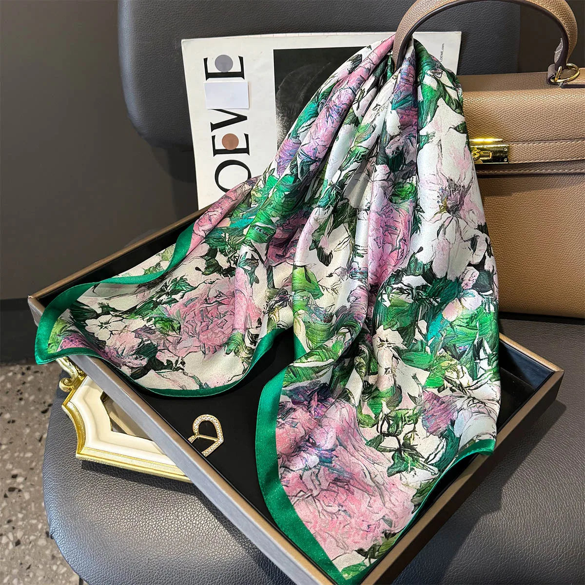 100% Silk Scarf Women Mulberry Luxury High Quality Square Fashion Print Hair Neckerchief Lady Shawl Wraps Hijab Bandana Scarves