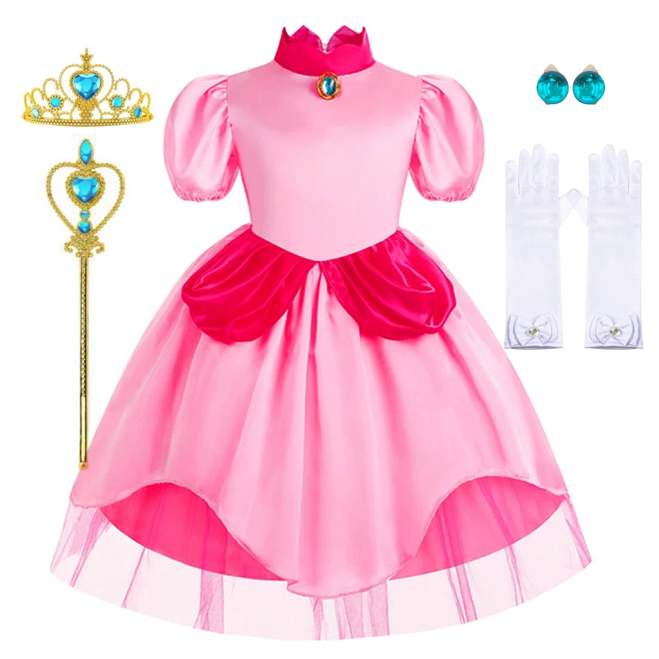 Peach Costume Kids Princess Summer Dress for Girls Party Dresses
