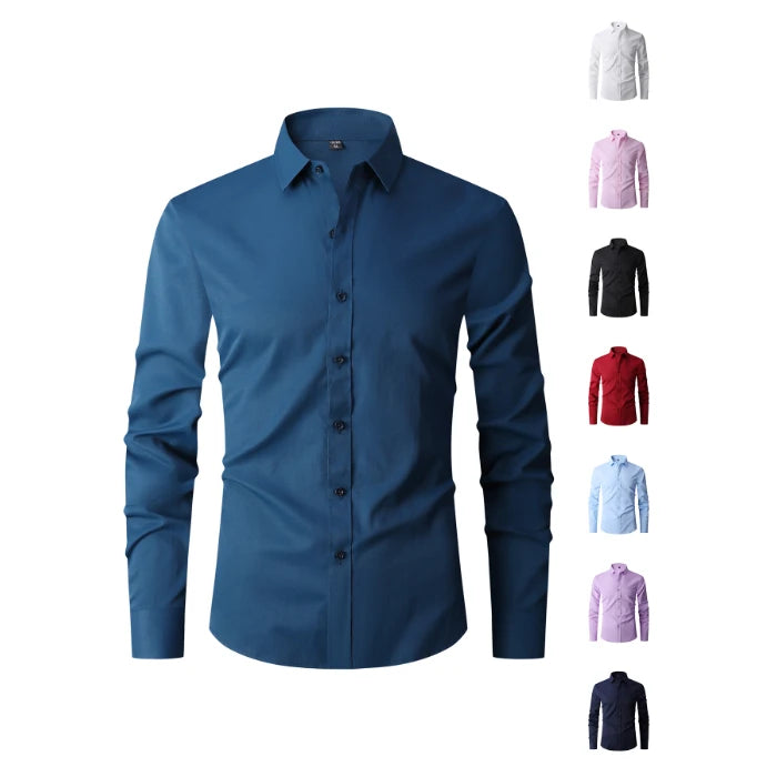 Lynett Lamar Men's Cotton-Blend Wrinkle-Free Long Sleeve Dress Shirt — Business & Office M–8XL