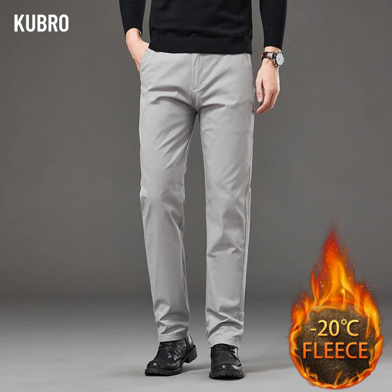 Business Loose Straight-leg Plus-size Men's Slim-fitting All-match Suit Trousers Slacks Business Plush Slacks  Plush Man Pants