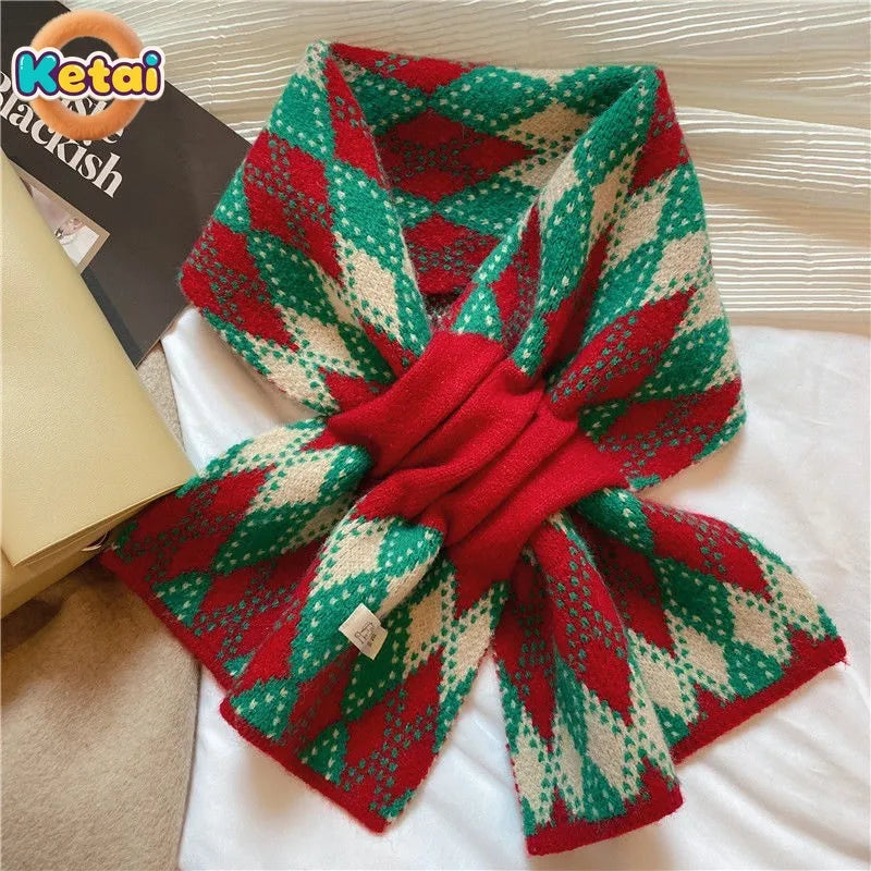 Women's Knitted Scarf for Fall and Winter, Red, Warm and Versatile, Perfect for Students, Couples and Christmas Gifts, Wool Wrap