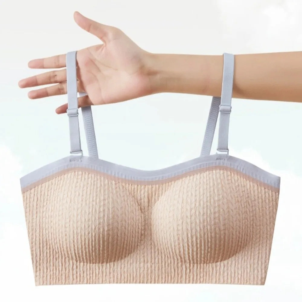 Lingerie Adjustable Wireless Bra Close-fitting Elastic Traceless Brassiere for Women Anti-sagging Gathered Breasts