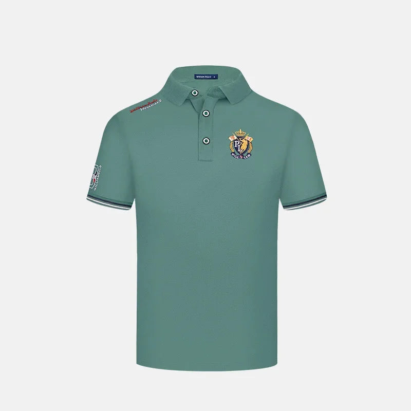 polo shirt men's short-sleeved men's clothes Summer men's business casual middle-aged dad shirt summer Paul shirt royal blue