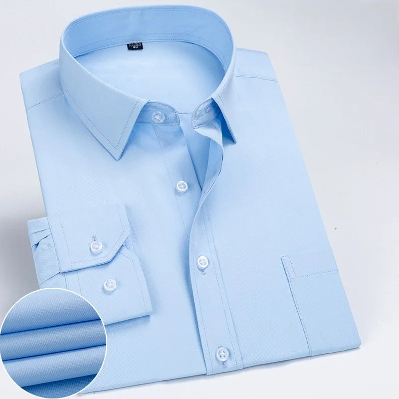 Lynett Lamar Men's Anti-Wrinkle Striped Dress Shirt — Long Sleeve Smart Casual S–7XL