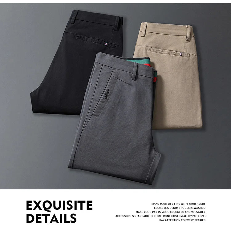 Business Casual Trousers Men's 2024 Autumn New Men's Clothes Work Pants Male Formal Dress Straight Pants Black Gray Khaki