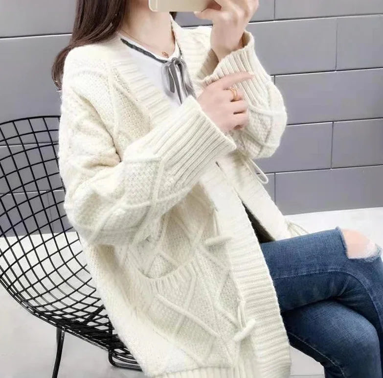 Women's Sweater Long Knit Tops For Woman Yellow Cardigan Autumn Winter 2025 New In Korean Luxury Cheap And High Quality Offers