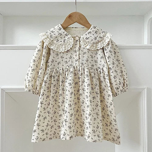 2025 New Spring Sister Dress 2-6Yrs Girl Party Dress Long Sleeved Cotton Mesh Splicing Kids Princess Dresses Children Clothes