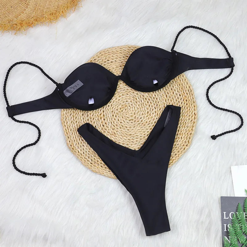 2026 New Bikini Two-Piece Sets Bathing Suit Lady New Fashion Sexy Solid Color Casual Bathing Suit Women Micro Bikini Swimwear