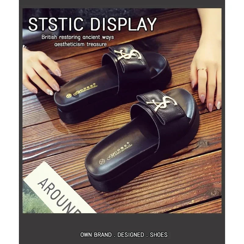 Slippers Summer Shoes Women Platform Design Slides Fashion Letters Ladies Shoes Casual Slipper Outside Non-slip Slippers Sandals