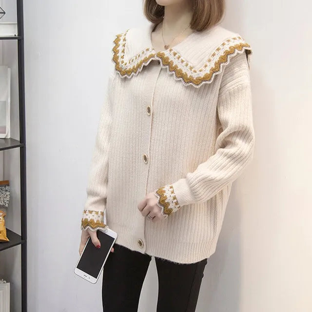 Knitted Sweater Woman Coat Korean Style Fashion 2025 New In Knitwear Office Wear Light Vintage Hot Trend Red Cardigan For Women