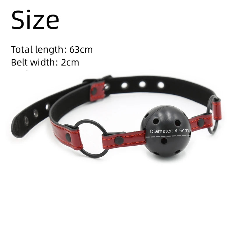 Adult Game SM Sex Toys PU Leather Open Mouth Gag Female Oral Fixation Mouth Stuffed Ball Flirting Bdsm Bondage Party Exotic Shop