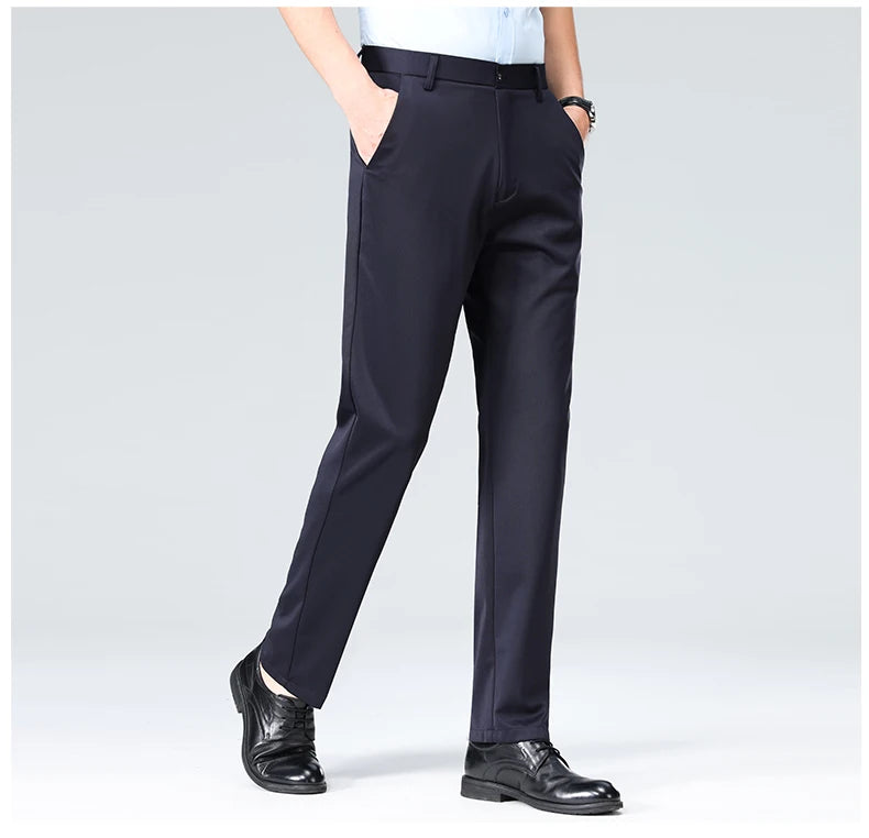 Mens Formal Dress Pants  Business Casual Suit Pants Black Navy Elastic Wrinkle Resistant  Long Pants Daily Work Pants