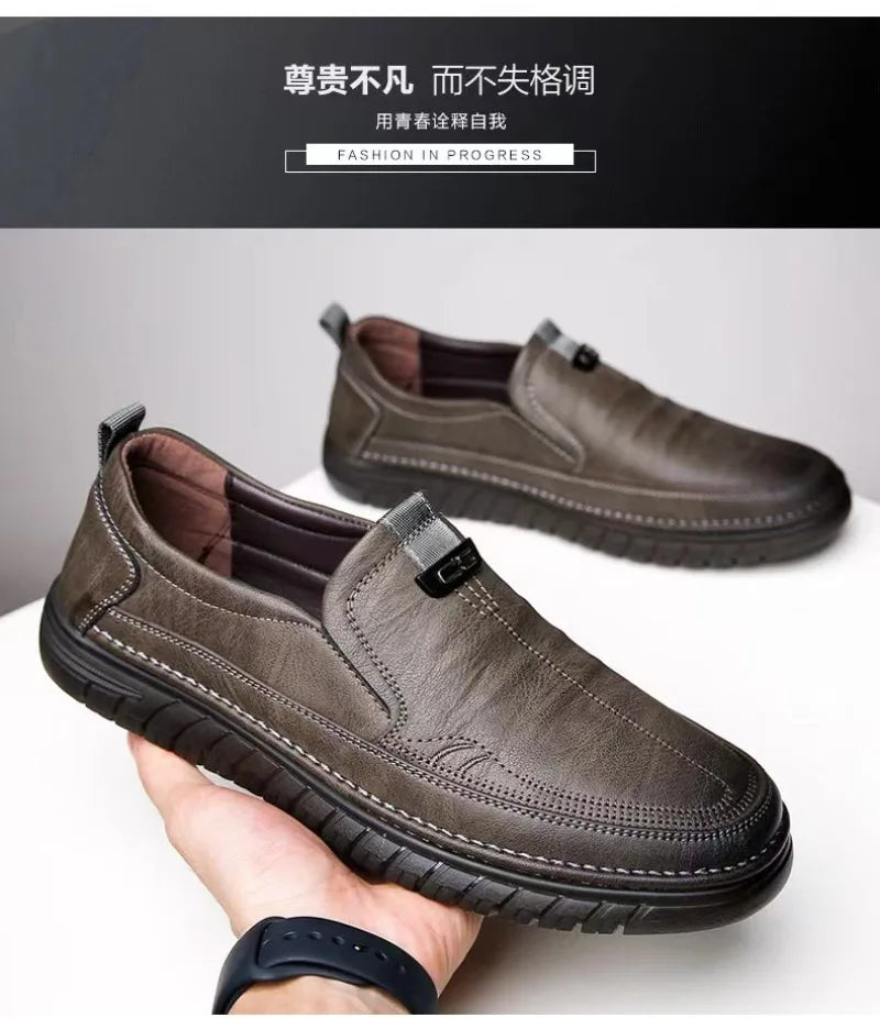 Men Business Dress Shoes Fashion Handmade Leather Casual Shoes for Men Soft Sole Driving Flats Comfort Slip on Loafers Moccasins